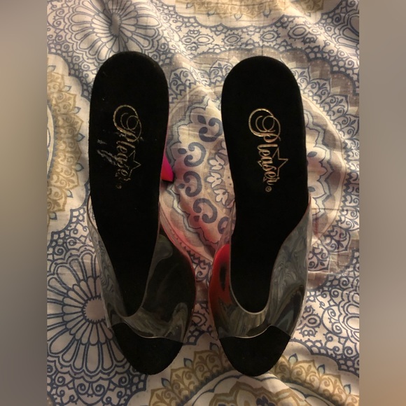 Preowned Pleaser Ombré Orange,Pink and Yellow Platform Heels Size 6 - Picture 3 of 8